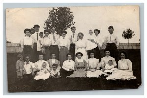 Vintage 1910's RPPC Postcard -  Group Photo Families in the Backyard Suburbia