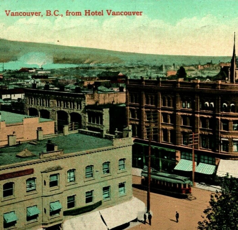 View From Hotel Vancouver CB Británico Columbia Canada 1911 Vtg Tarjeta Postal