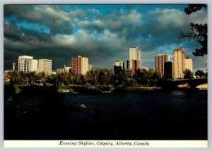 Evening Sky From Bow River, Calgary Alberta Canada, Chrome Postcard, NOS