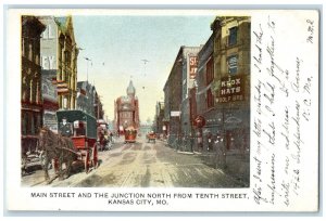 Kansas City Missouri MO Postcard Main Street Junction North Tenth Street c1905