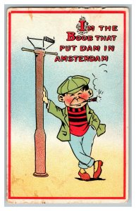 I'm The Boob That Put Dam In Amsterdam c1913 Comic Postcard