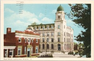 Post Office Lethbridge Alberta Canadian Bank of Commerce 1950s Postcard H2