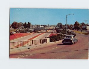 Postcard U. S. Highway 99, Looking South From Over-Pass, Fresno, California