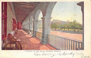 Santa Barbara California 1907 Postcard Corridor Of The Santa Barbara Mission