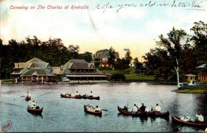 Massachusetts Boston Canoeing On The Charles River At Riverside 1906