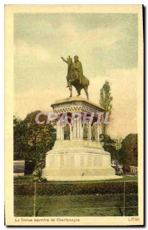 Old Postcard Liege The Equestrian Statue of Charlemagne