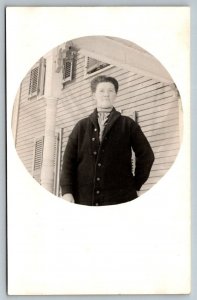 RPPC  Lady on Porch  Postcard