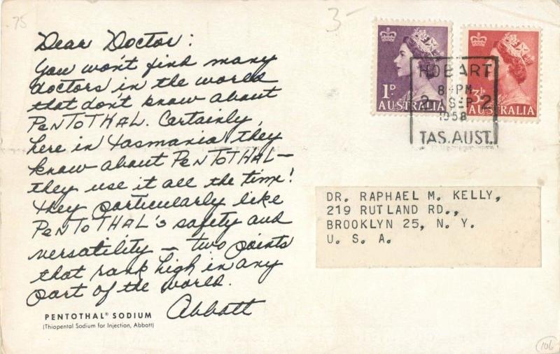 Postcard Constitution Dock, Hobart, Tasmania *very thin* 1958 A34