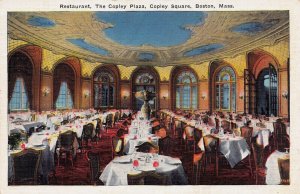 Restaurant Interior, The Copley Plaza, Boston, Mass, Early Postcard, Unused