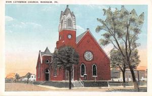 Manheim Pennsylvania birds eye view Zion Lutheran Church antique pc Z23034