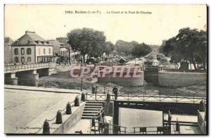 Old Postcard Redon Canal and Bridge St Nicolas