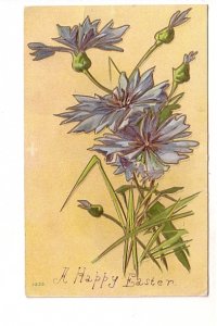 Blue Flowers Embossed, Happy Easter Hand Written, 1907