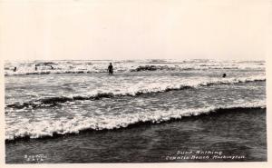 COPALIS BEACH WASHINGTON~SURF BATHING~B B JONES #3272 REAL PHOTO POSTCARD 1940s