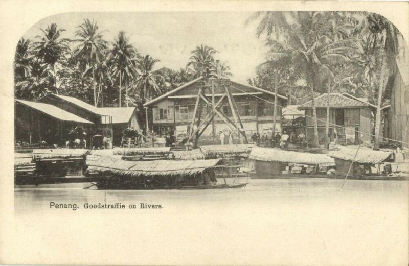 malay malaysia, PENANG, Goodstraffie on Rivers (1899) Postcard