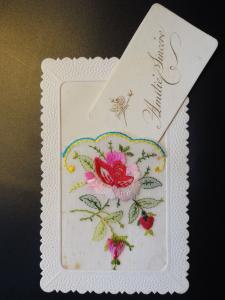 Embroidered Silk Postcard c1925 - Insert & Message on reverse from Ted