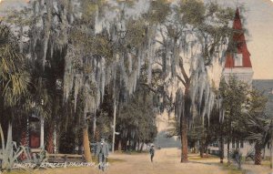 Palatka Florida Fourth Street, Color Lithograph Vintage Postcard U11930
