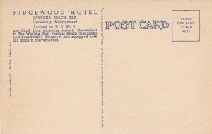 Postcard Ridgewood Hotel Daytona Beach FL