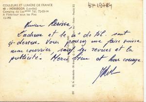 BF19784 hossegor landes camping du lac  france front/back image