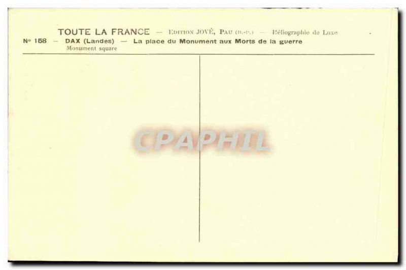 Old Postcard Dax Miliaria Monument aux Morts