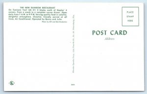 NAPLES, Florida FL ~ Roadside NEW RAINBOW RESTAURANT Interior c1960s  Postcard