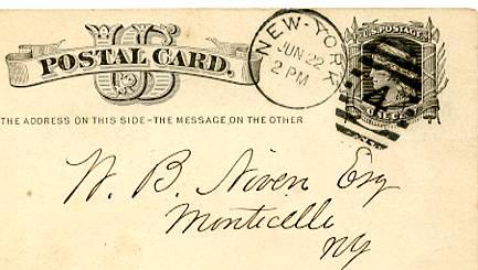 U. S. Postal Card, Dated 1876