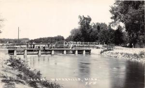 C95/ Waterville Minnesota Mn Real Photo RPPC Postcard c40s Scene Bridge Fishing