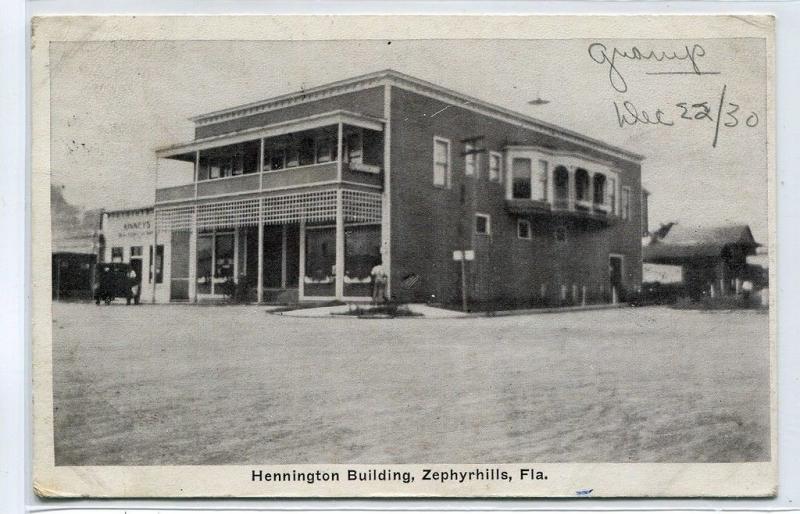 Hennington Building Zephyrhills Florida 1930 postcard