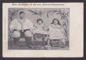 Vintage postcard Germany Circus Three Colossal siblings