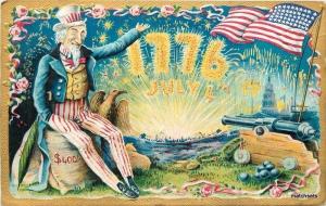 C-1910 Uncle Sam Flag Patriotic July 4th postcard 3928