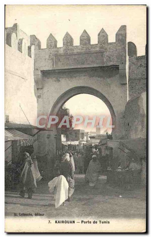 Old Postcard Kairouan Tunis Door