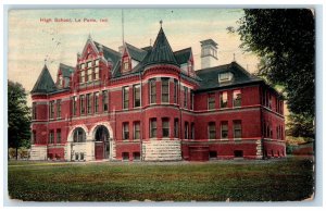 1908 High School Exterior Scene La Porte Indiana IN Posted Vintage Postcard