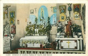 Interior Of Church, Pueblo Of Isleta, New Mexico Vintage Postcard