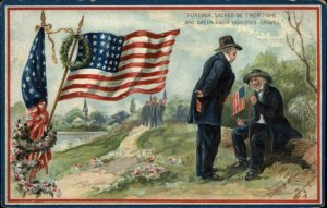 Tuck Decoration Day Civil War Old Veterans American Flag c1910 Postcard