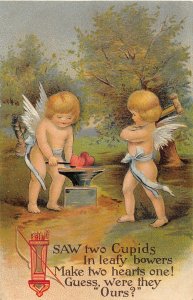 F39/ Valentine's Day Love Holiday Postcard c1910 Blacksmith Cupid 4