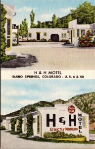 Postcard CO H & H Motel in Idaho Springs Good Heat Strictly Modern