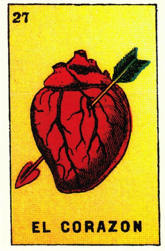 The Heart with Arrow El Corazon Mexican Loteria Art Postcard