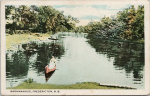 Nashwaaksis Fredericton NB Canoe 1930 Hartland Duplex Cancel Postcard H14 *as is