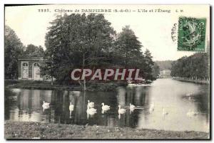 Old Postcard Chateau de Dampierre L & # & # 39ile and 39etang Swans