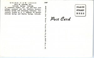 1950s Grand View Lodge with Pike's Peak Colorado Springs CO Postcard 