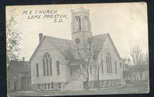 LAKE PRESTON METHODIST EPISCOPAL CHURCH BUILDING 1911 RPO VINTAGE POSTCARD