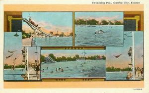 Garden City Kansas 1940s Swimming Pool Postcard Kennedy Teich 2284