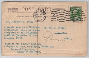 Christmas Greetings Columbian Magazine 1910 Advertising Postcard M27