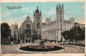 Vintage Postcard 1923 Courthouse Circle Historical Landmark Syracuse New York NY