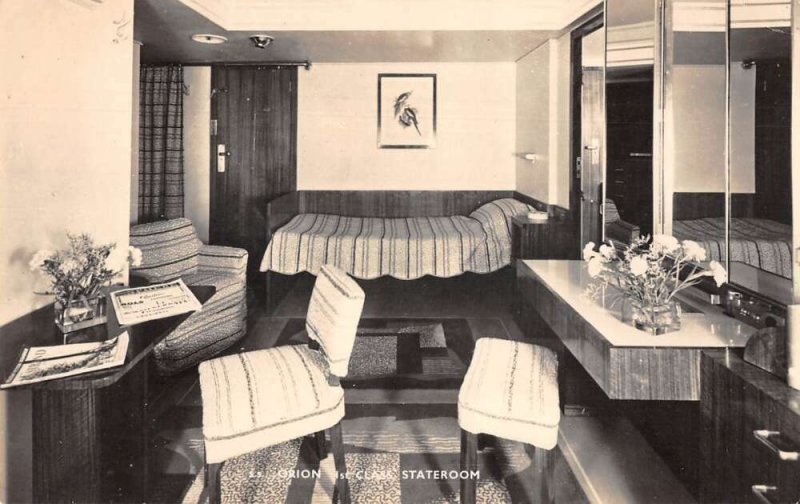 Orient Liner SS Orion First Class Stateroom Ship Interior Real Photo PC AA55940