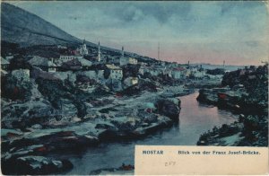 PC CPA BOSNIA MOSTAR BLICK VON DER FRANZ JOSEF BRÜCKE (b23668)