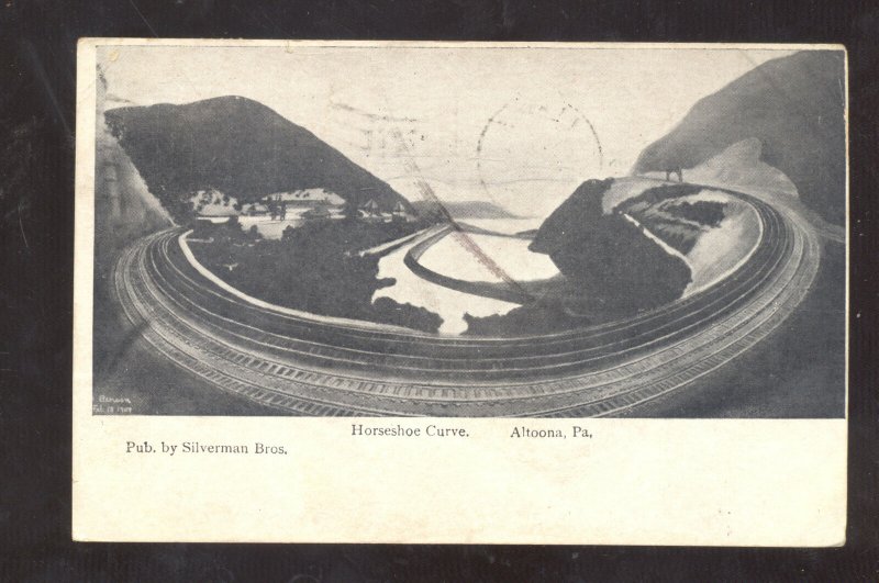 ALTOONA PENNSYLVANIA RAILROAD FAMOUS CURVE HORSESHOE PA. VINTAGE POSTCARD