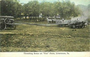 C-1910 Farm Agriculture Steam Tractor Von Farm Livermore Iowa Postcard 20-4205