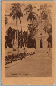 THAILAND BUDDHIST PRIESTS AT MEAL ANTIQUE POSTCARD