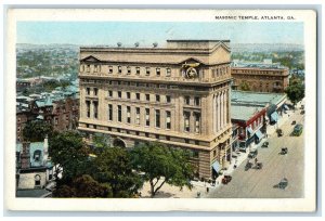 c1920 Bird's Eye View Of Masonic Temple Roadside Atlanta Georgia GA Car Postcard