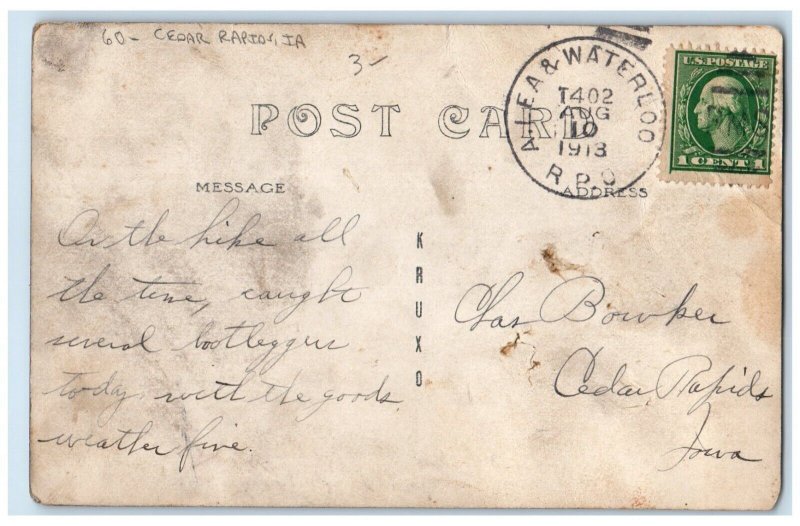 1913 Iowa National Guard Cedar Rapids Iowa IA RPPC Photo Posted Antique Postcard